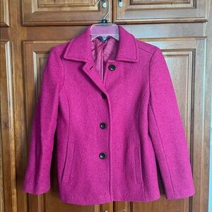 Lands' End Deep Pink Wool Coat